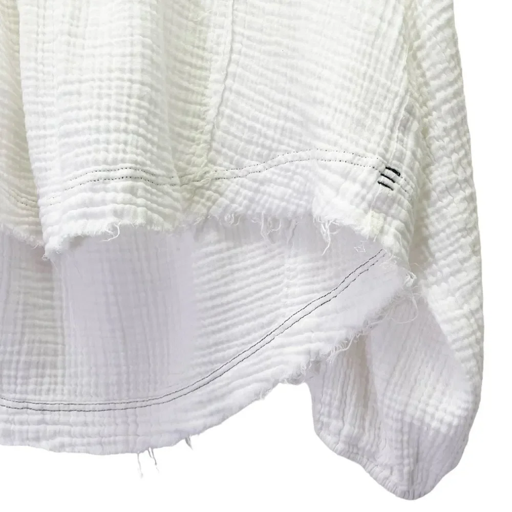 Free People Cozy Dreams Top Textured Cotton Loose Pullover in Soft White Size XS